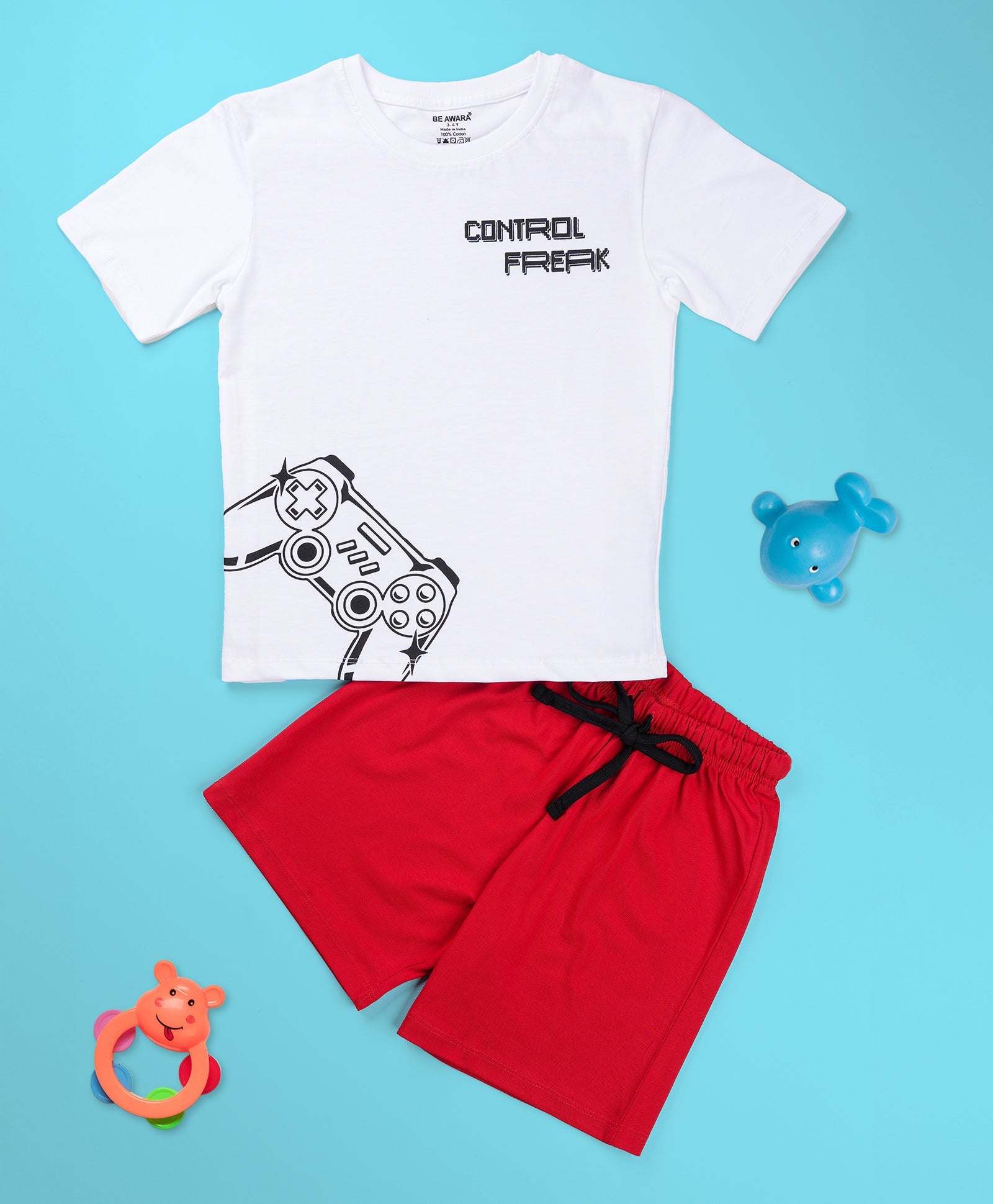 Boys Control Freak Graphic Print Oversized T-Shirt & Short Set