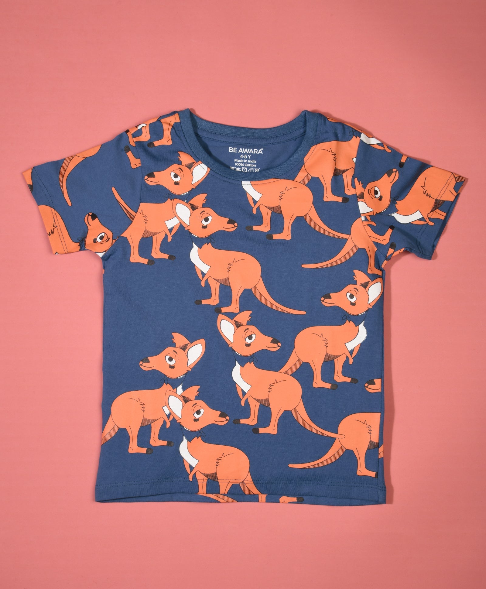 Kangaroo Pattern Half Sleeves T-Shirt & Shorts Set - Be Awara