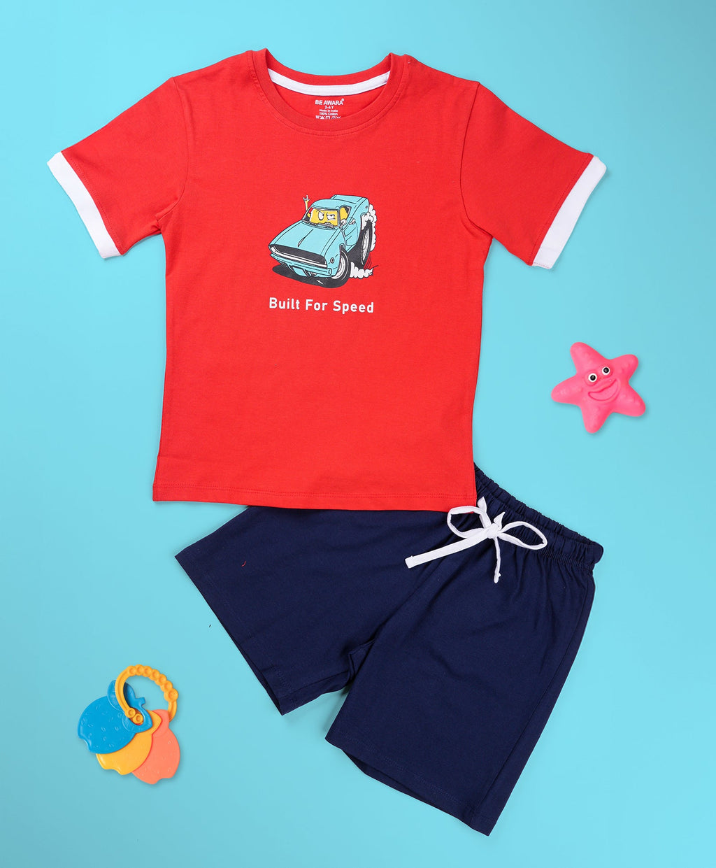 Boys Built For Speed Graphic Print Oversized T-Shirt & Short Set
