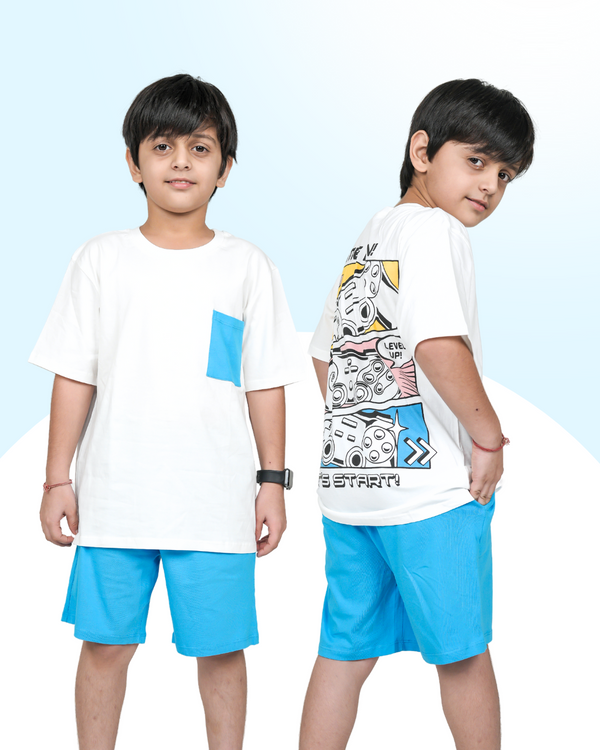 Boys Game On Print Oversized T-Shirt & Short Set