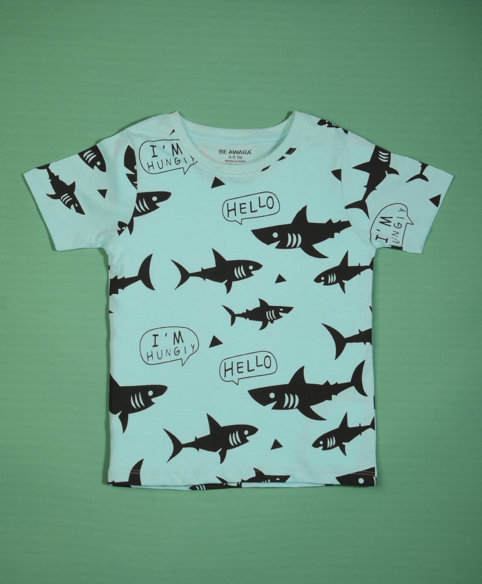 Shark Pattern Half Sleeves T-Shirt & Shorts Set - Be Awara
