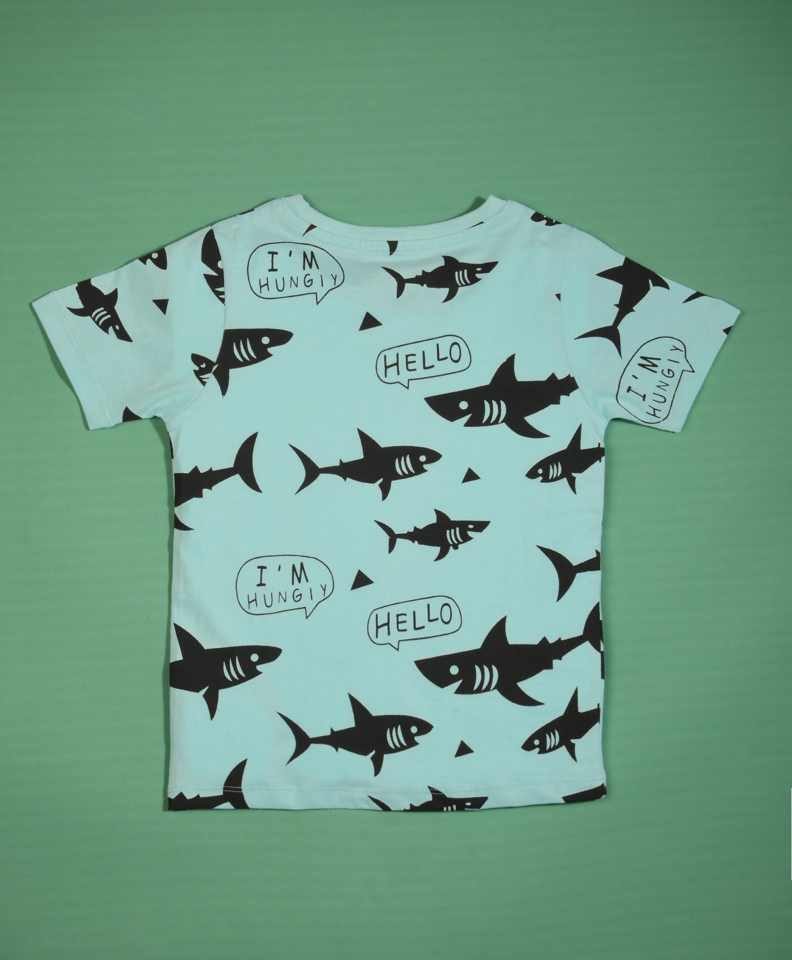 Shark Pattern Half Sleeves T-Shirt & Shorts Set - Be Awara