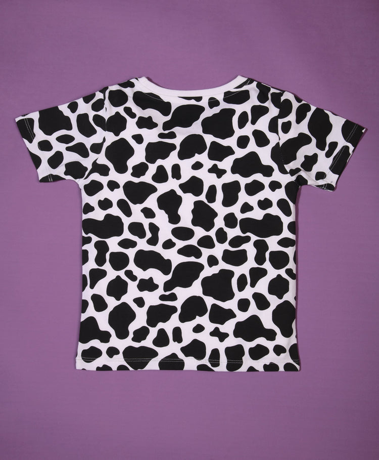 Cow Patch Pattern Half Sleeves T-Shirt & Shorts Set