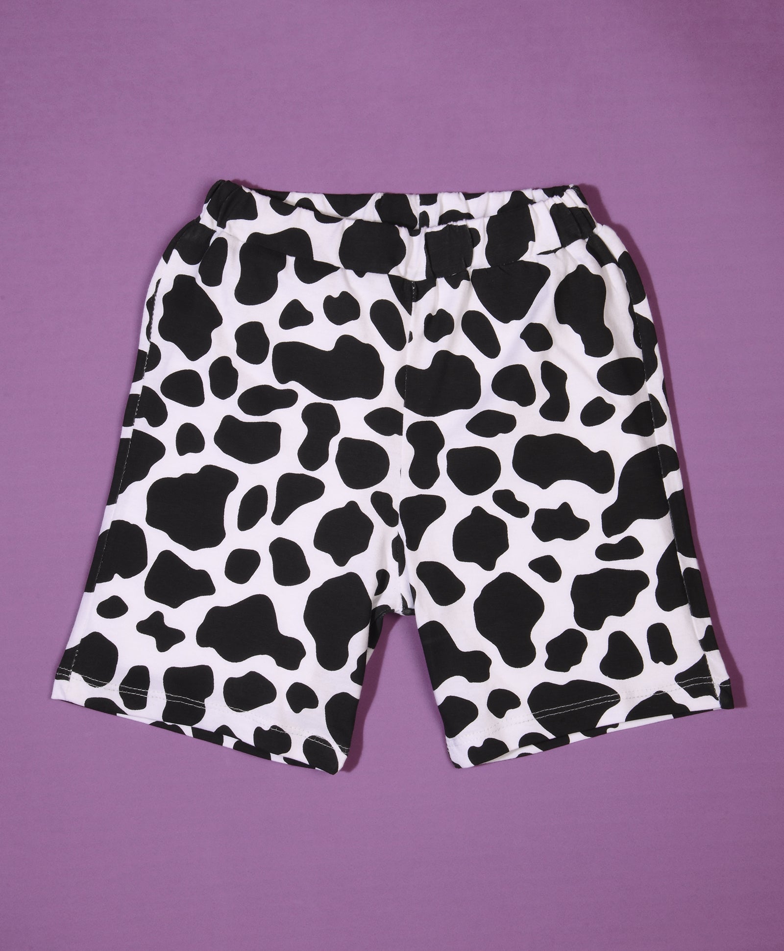 Cow Patch Pattern Half Sleeves T-Shirt & Shorts Set - Be Awara