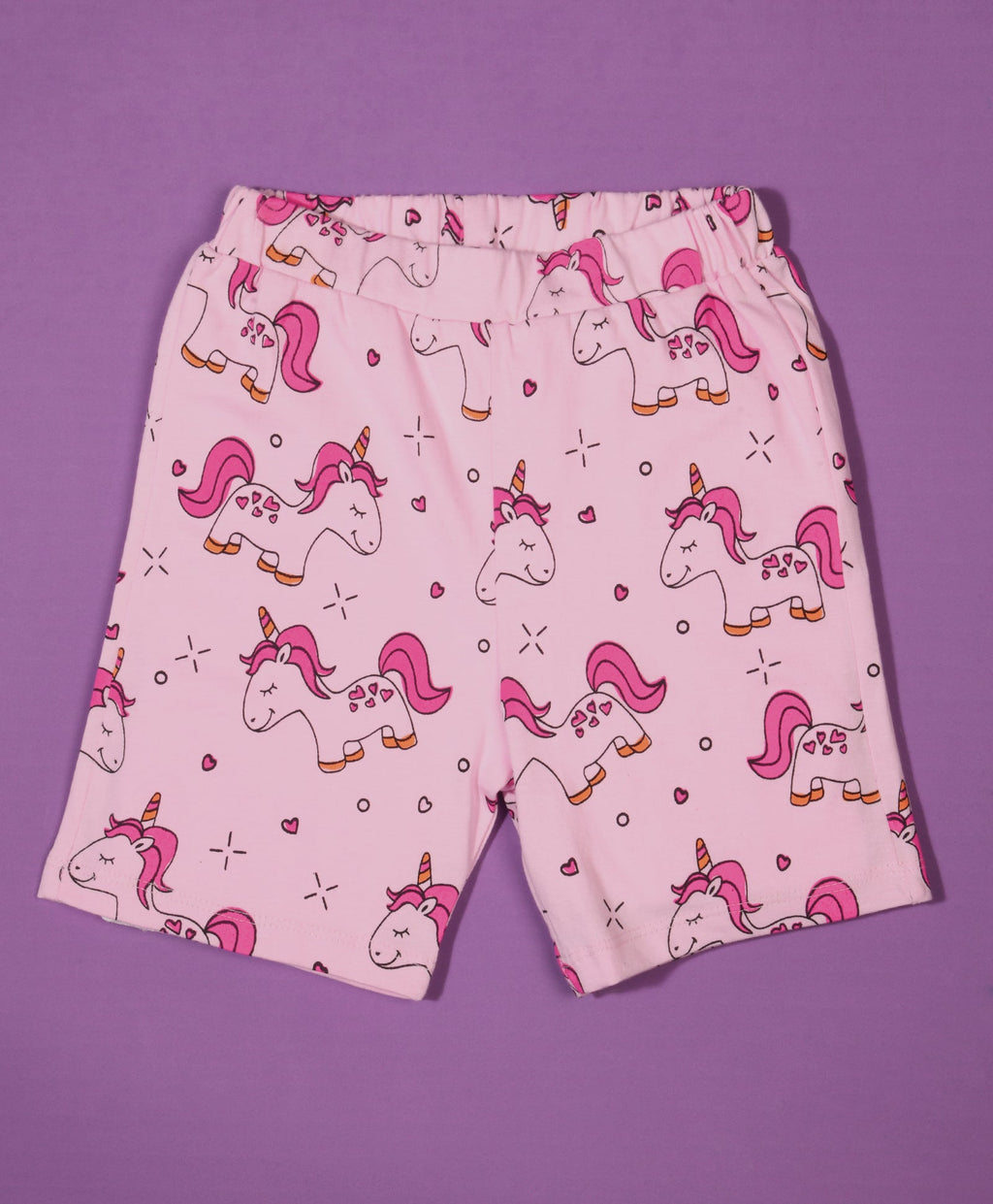 Unicorn Pattern Half Sleeves T-Shirt & Shorts Set - Be Awara