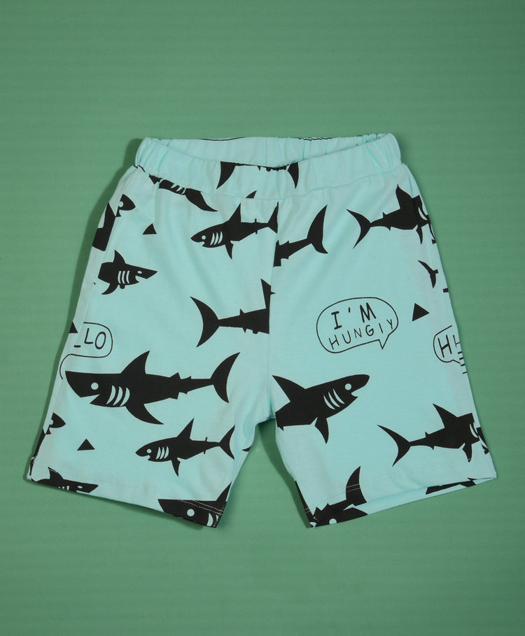 Shark Pattern Half Sleeves T-Shirt & Shorts Set