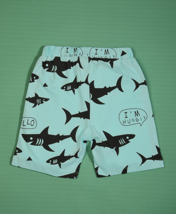 Shark Pattern Half Sleeves T-Shirt & Shorts Set