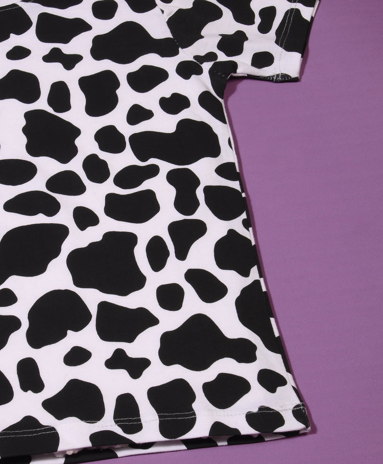 Cow Patch Pattern Half Sleeves T-Shirt & Shorts Set