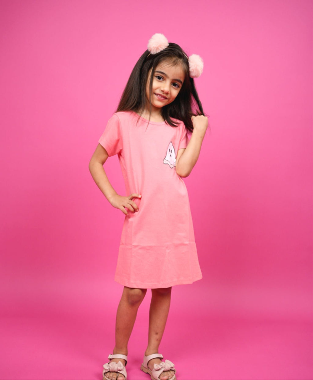 Boo Cartoon Print Girls T-Shirt Dress