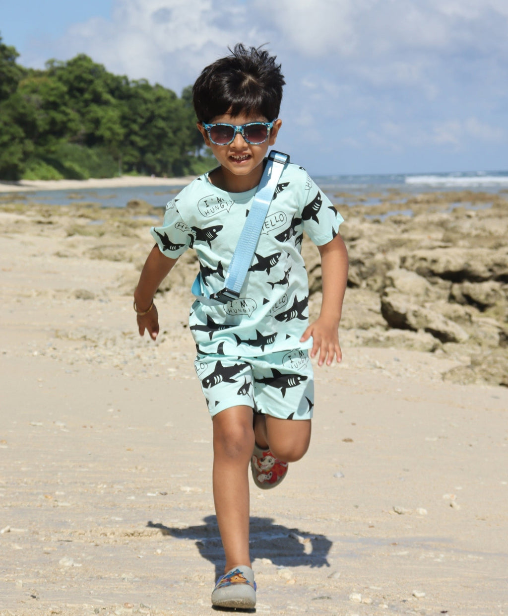 Shark Pattern Half Sleeves T-Shirt & Shorts Set