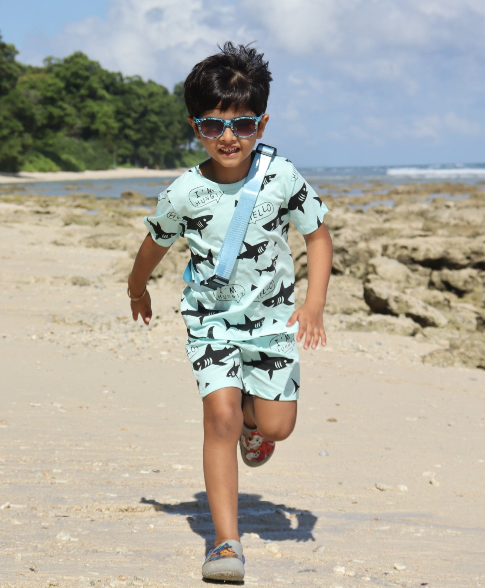 Shark Pattern Half Sleeves T-Shirt & Shorts Set