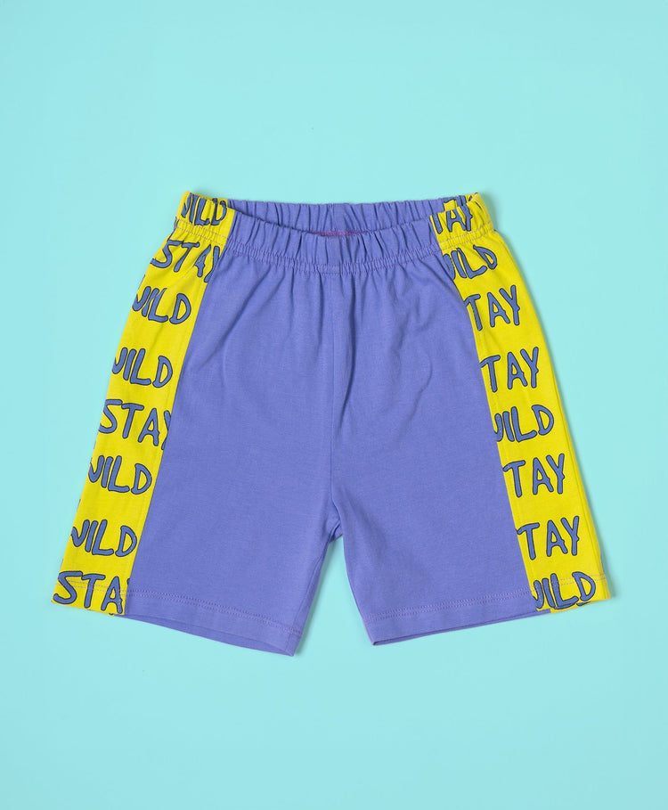 Stay Wild Pattern Half Sleeves T-Shirt & Shorts Set