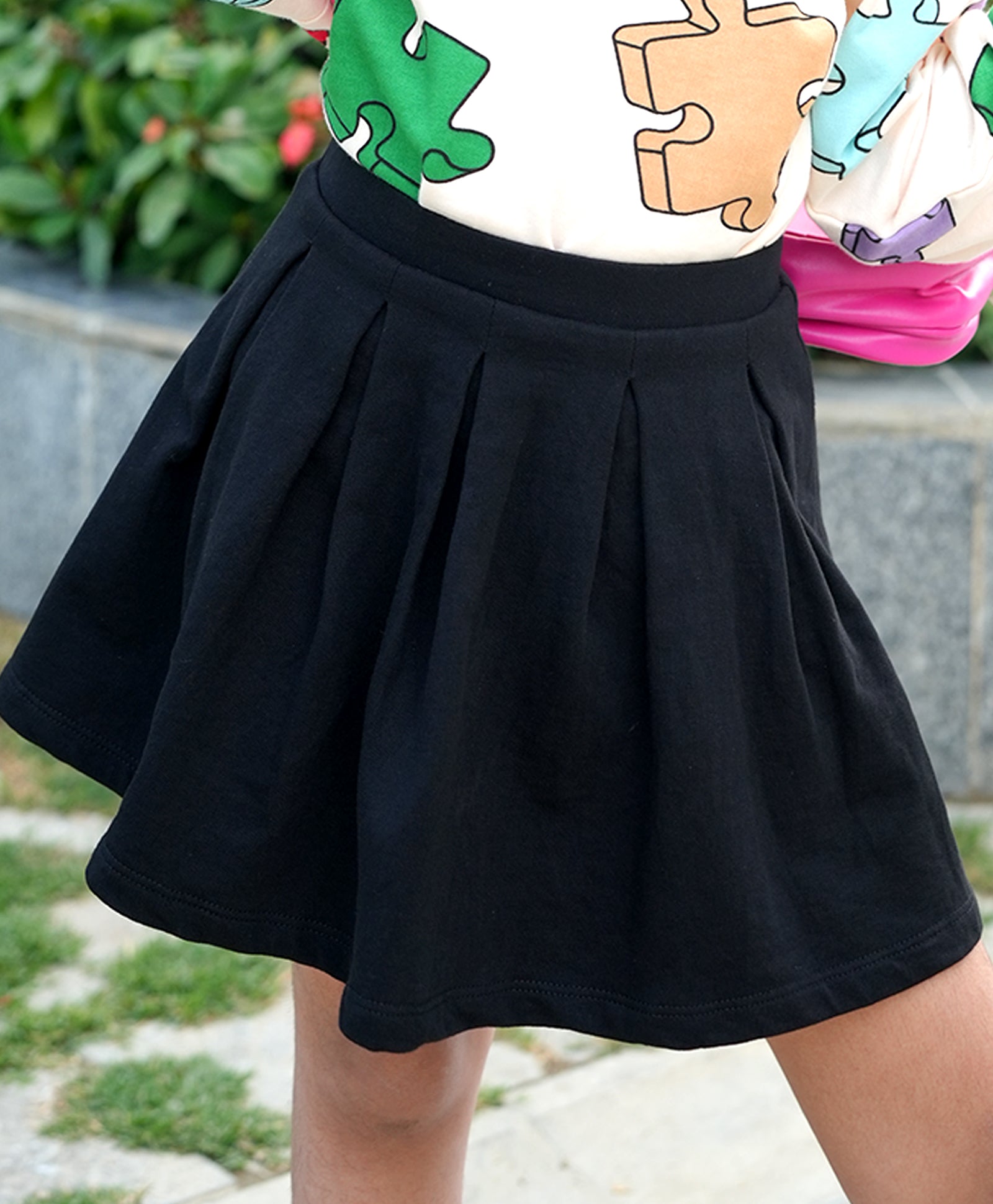 Girls Black Pleated Skirt