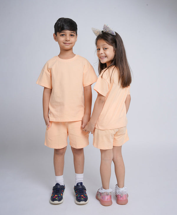 Peach Fuzz Drop Shoulder T-Shirt & Shorts Set