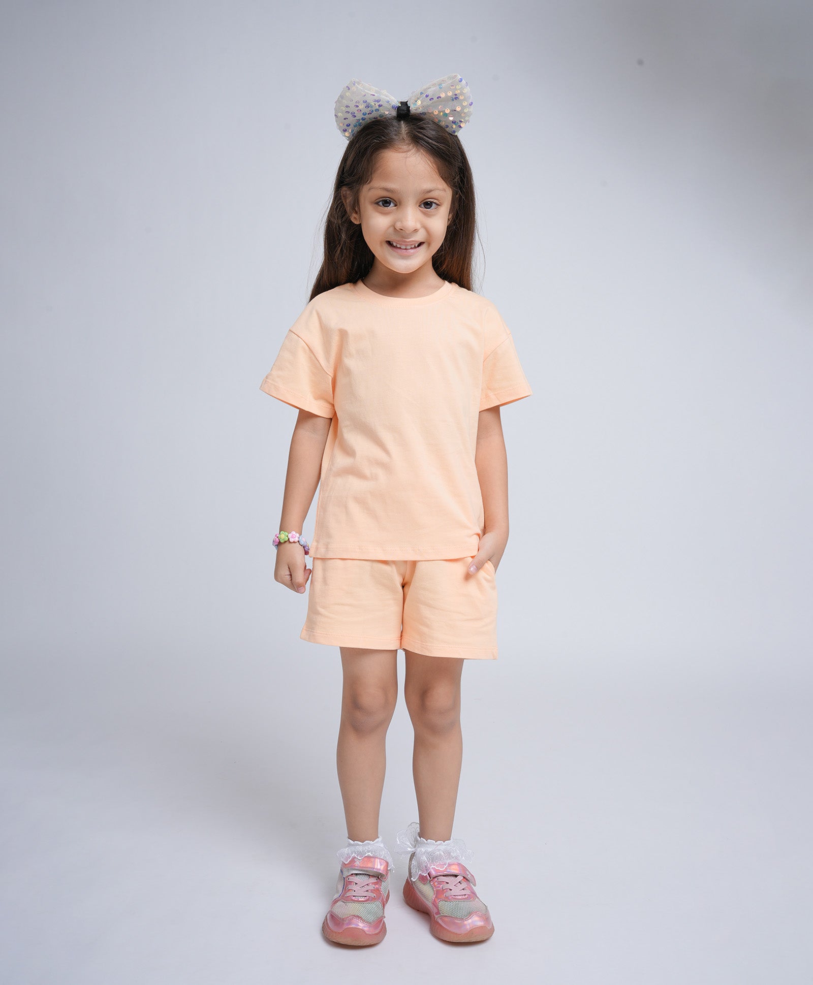 Peach Fuzz Drop Shoulder T-Shirt & Shorts Set