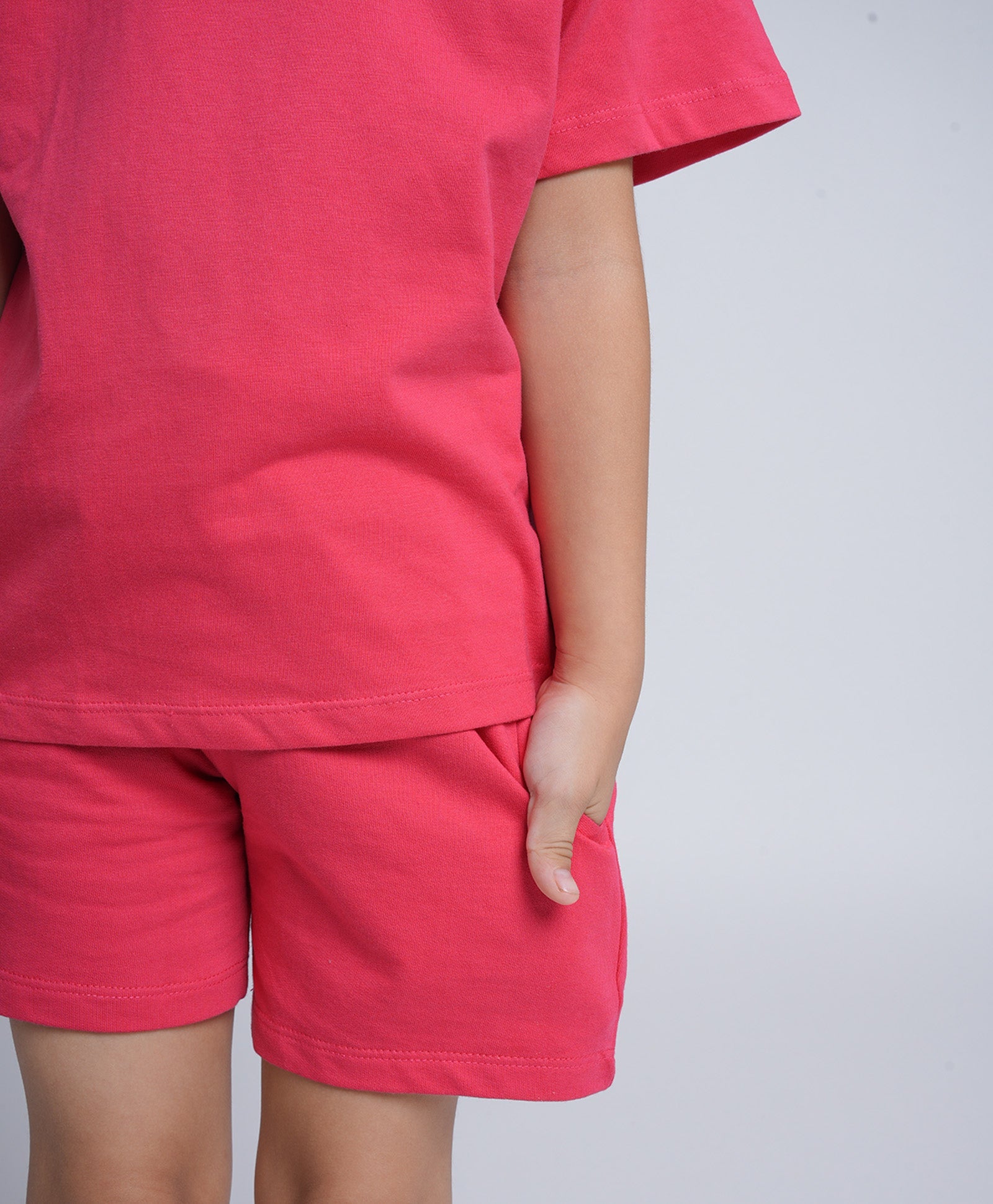 Viva Magenta Drop Shoulder T-Shirt & Shorts Set
