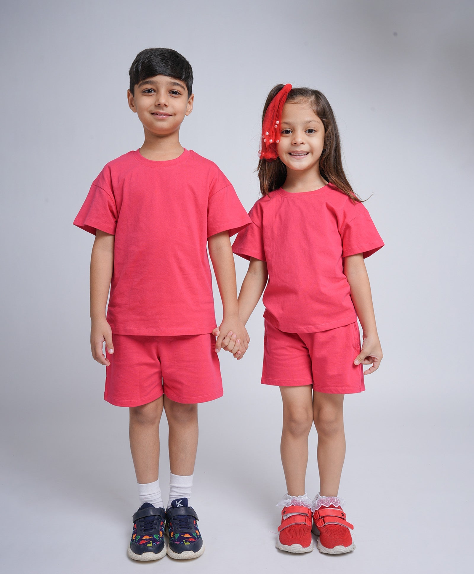 Viva Magenta Drop Shoulder T-Shirt & Shorts Set
