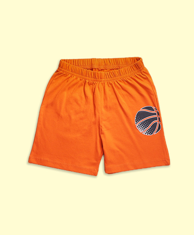 Boys Basket Ball Graphic Print Drop Shoulder T-Shirt & Shorts Set