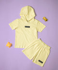 Boys Tender Yellow Half Sleeves Hoodie T-Shirt & Shorts Set