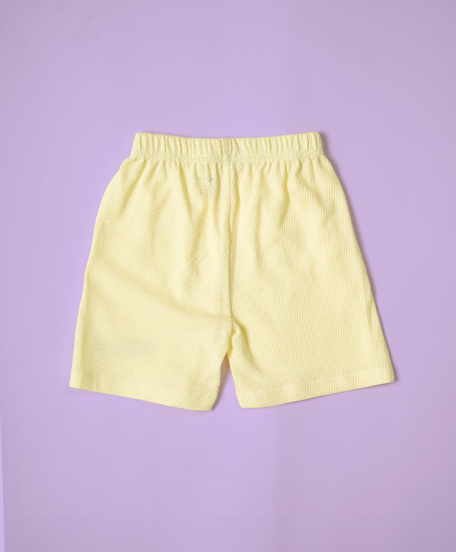 Boys Tender Yellow Half Sleeves Hoodie T-Shirt & Shorts Set