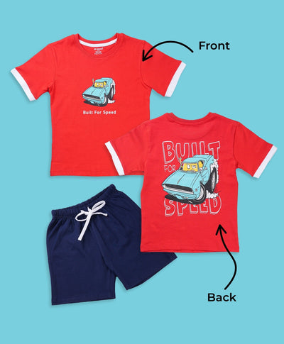 Boys Built For Speed Graphic Print Oversized T-Shirt & Short Set