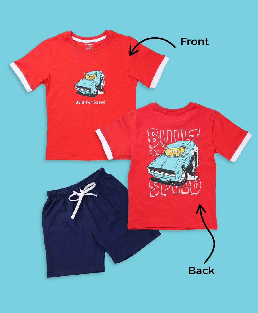 Boys Built For Speed Graphic Print Oversized T-Shirt & Short Set