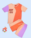 Boys Enjoy This Graphic Print Colorblock Oversized T-Shirt & Short Set