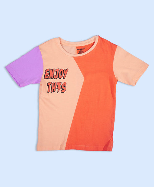 Boys Enjoy This Graphic Print Colorblock Oversized T-Shirt & Short Set