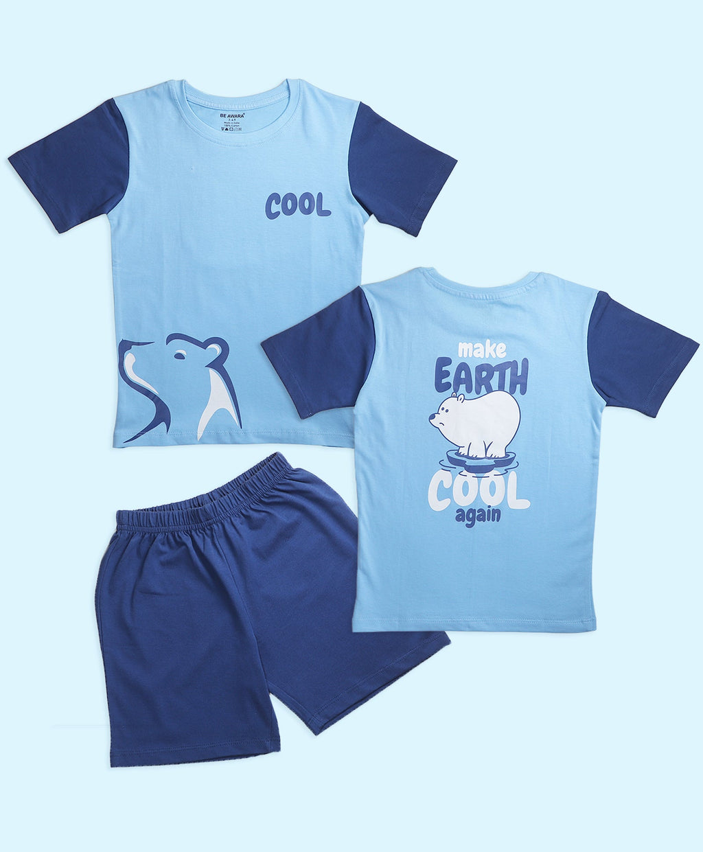 Boys Make Earth Cool Graphic Print Oversized T-Shirt & Shorts Set