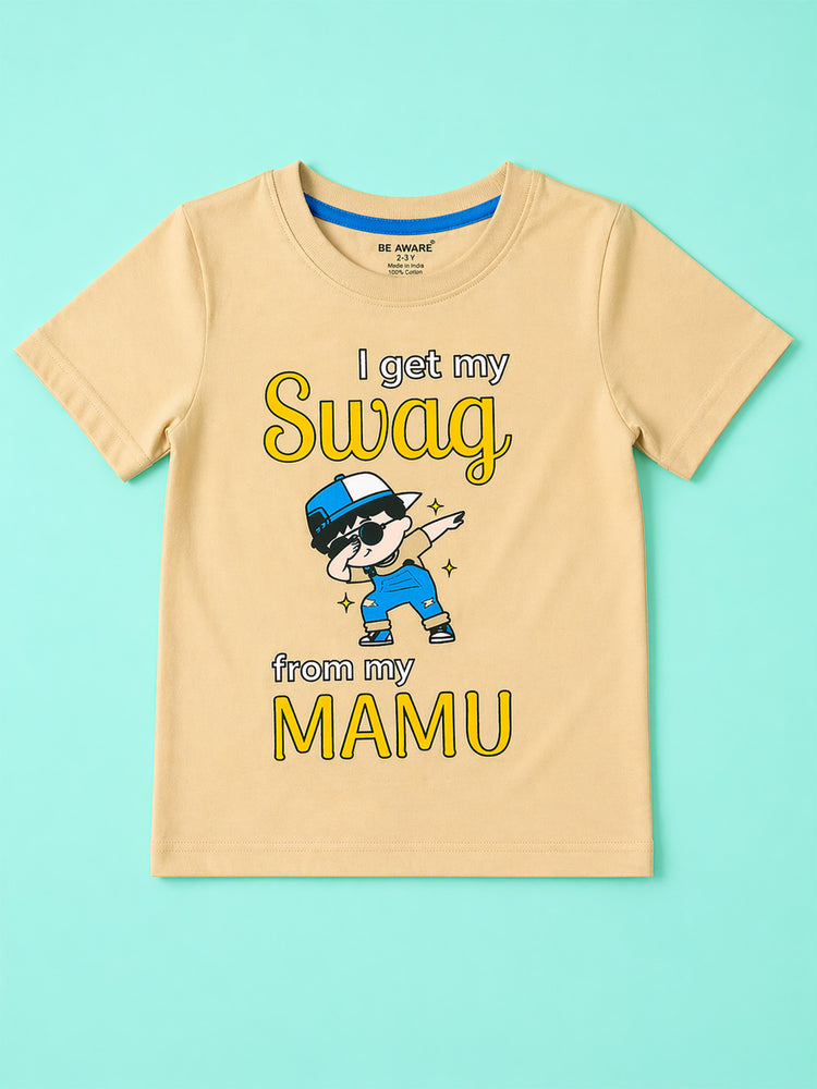 Boys Swag From My Mamu Graphic Print Oversized T-Shirt & Shorts Set
