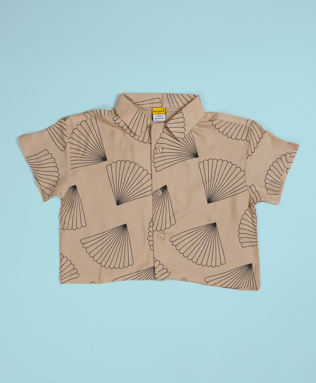 Girls Seashell Print Drop Shoulder Half Sleeves Shirt & Shorts Set