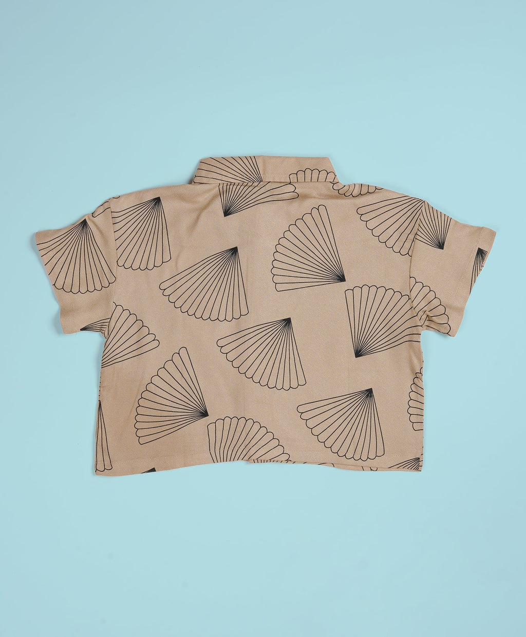 Girls Seashell Print Drop Shoulder Half Sleeves Shirt & Shorts Set