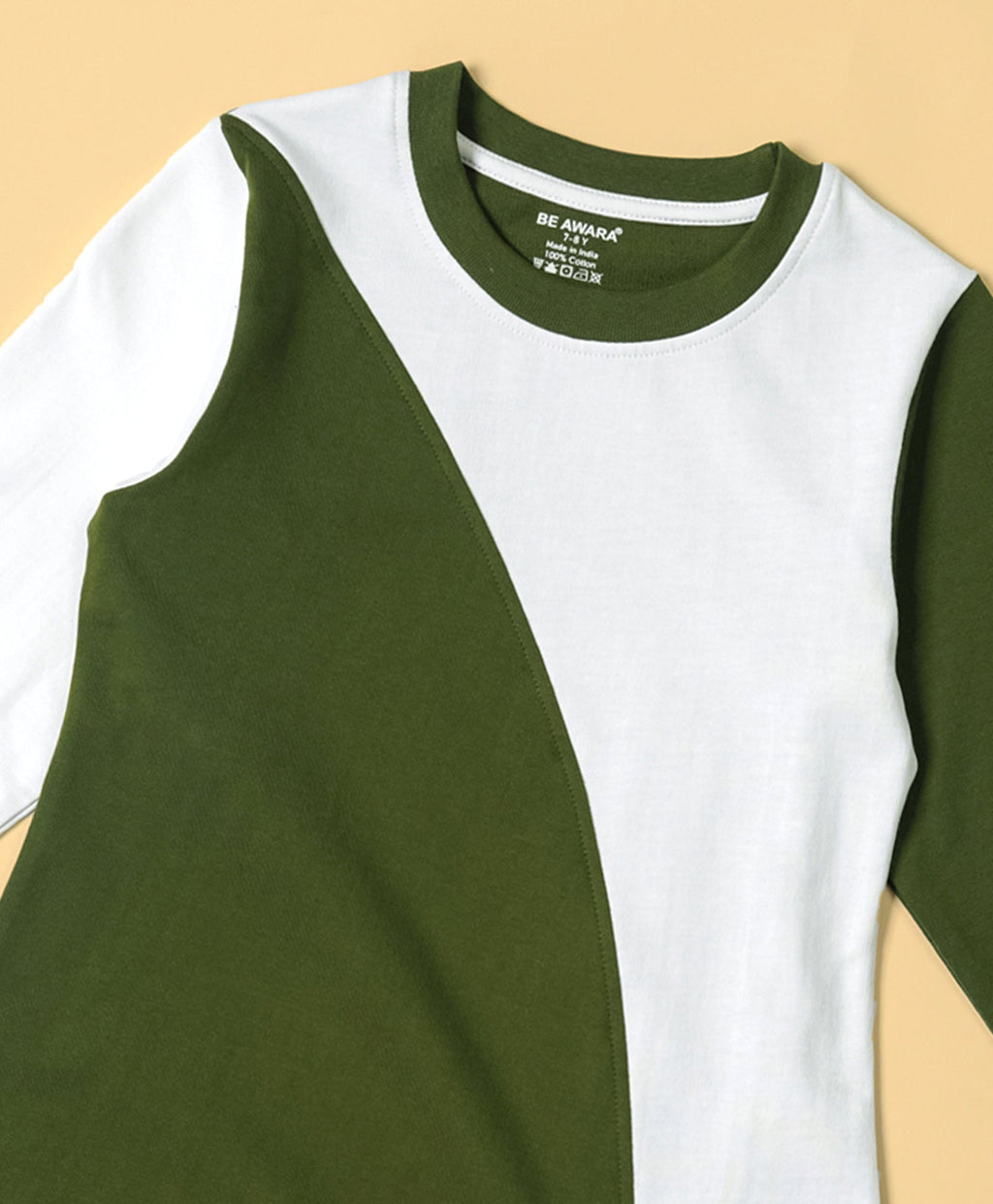 Girls Dual Tone Colorblock Fit & Flared Dress