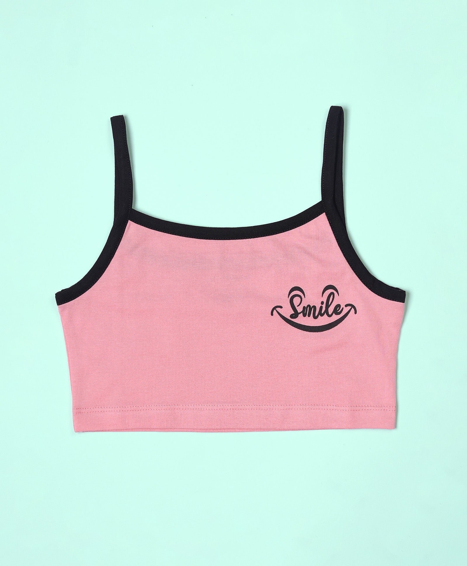 Girls Smile Print Crop Cami Top & Shorts Set