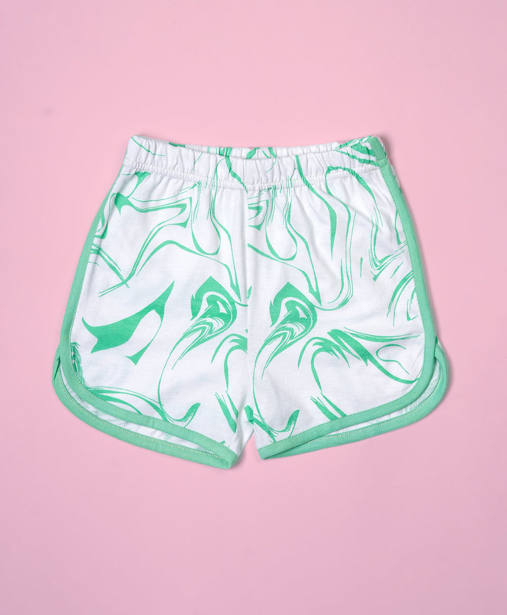 Girls Green Marble Print Crop Cami Top & Shorts Set