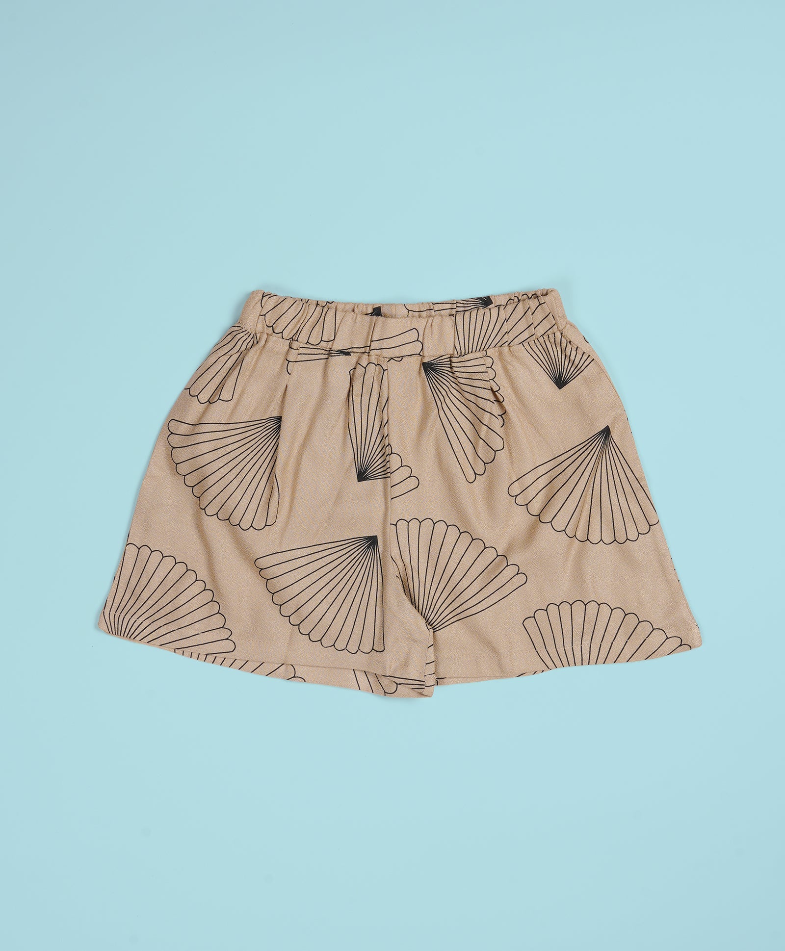 Girls Seashell Print Drop Shoulder Half Sleeves Shirt & Shorts Set