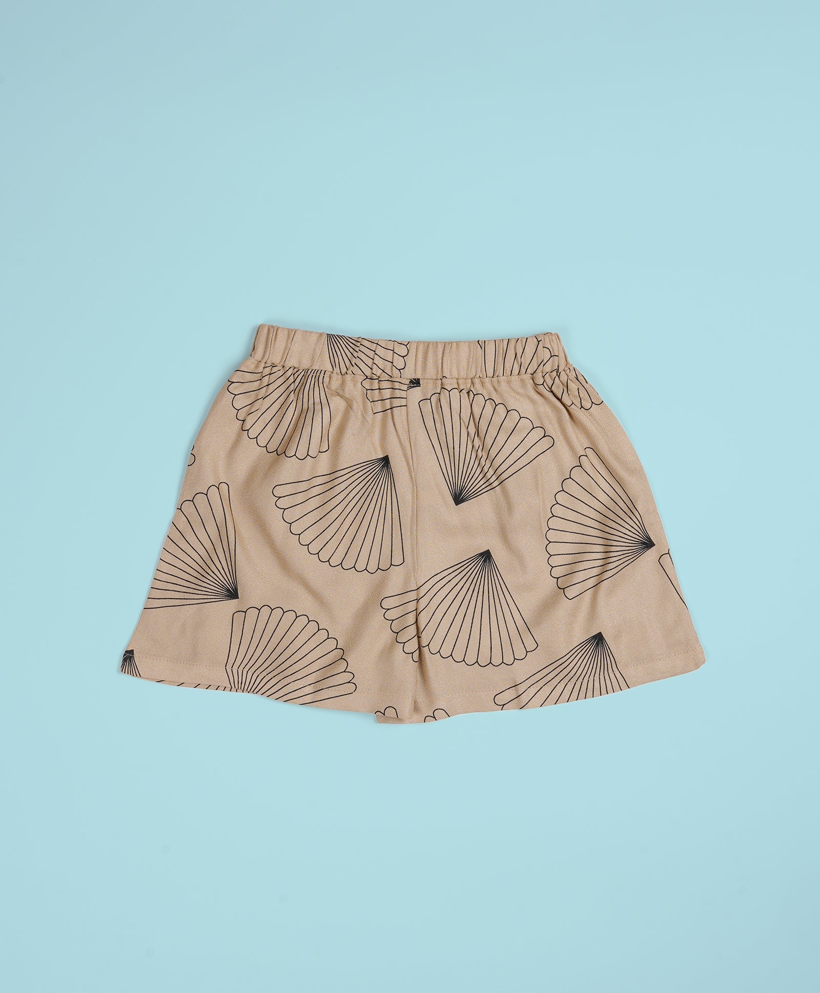 Girls Seashell Print Drop Shoulder Half Sleeves Shirt & Shorts Set