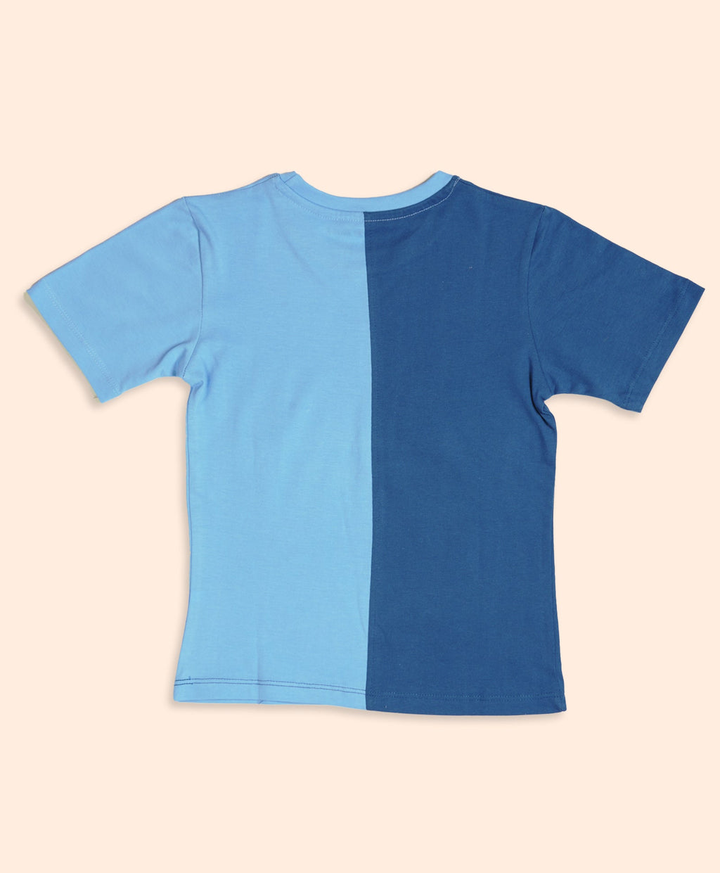 Kids Color Block Two-Tone Blue Oversized T-Shirt & Shorts Set