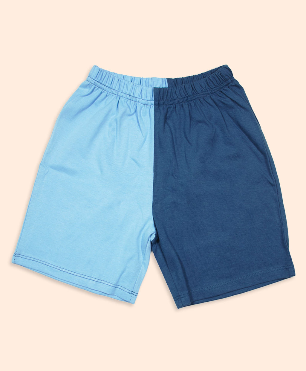 Kids Color Block Two-Tone Blue Oversized T-Shirt & Shorts Set