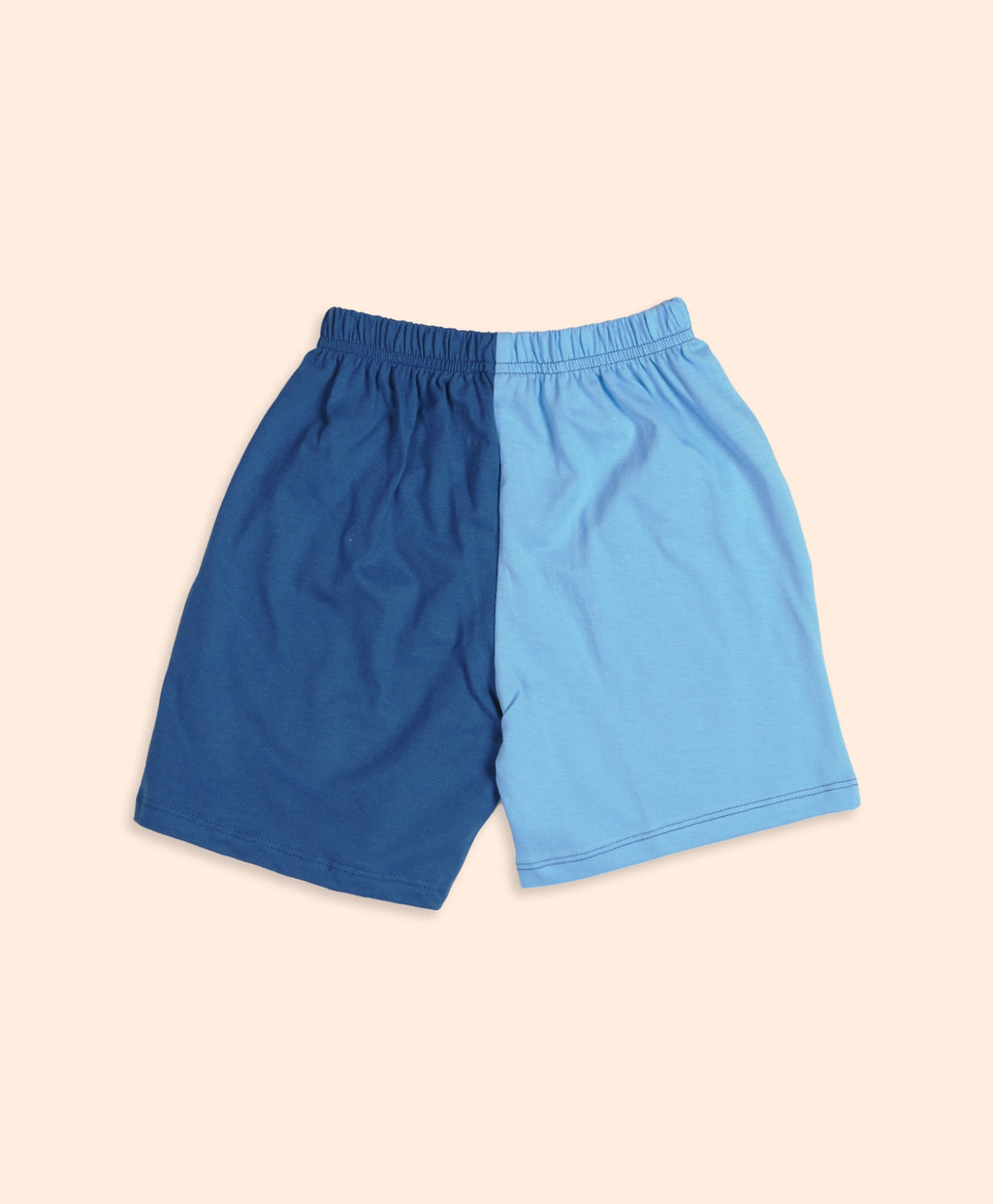 Kids Color Block Two-Tone Blue Oversized T-Shirt & Shorts Set