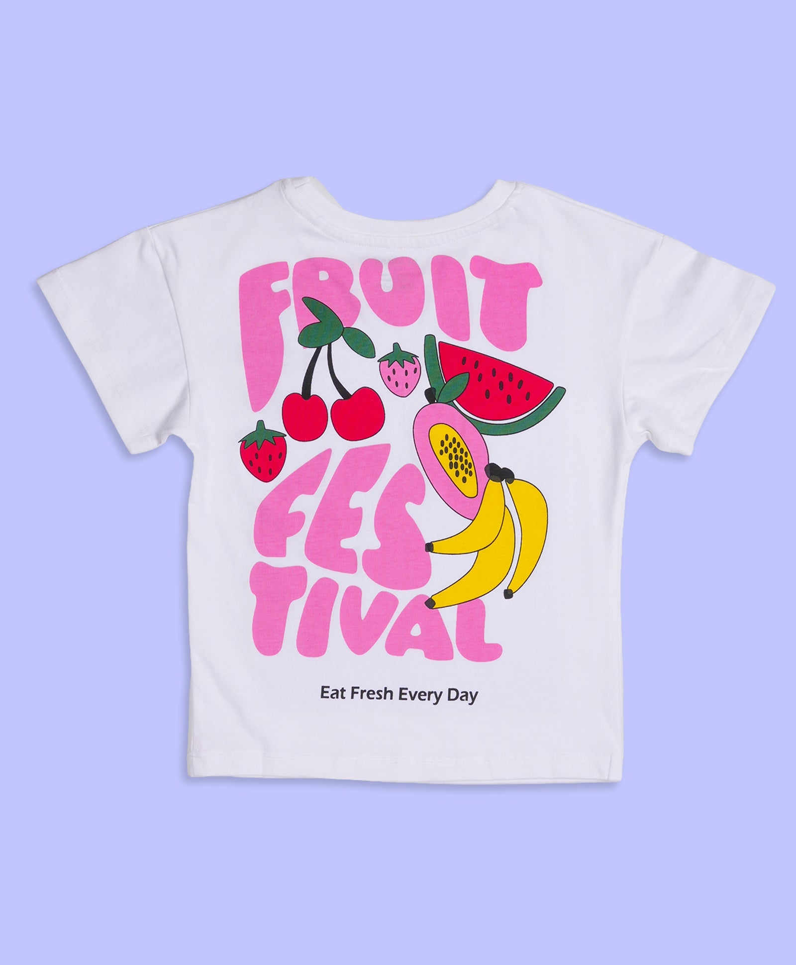 Girls Fruit Graphic Print Drop Shoulder T-Shirt & Cycling Shorts Set