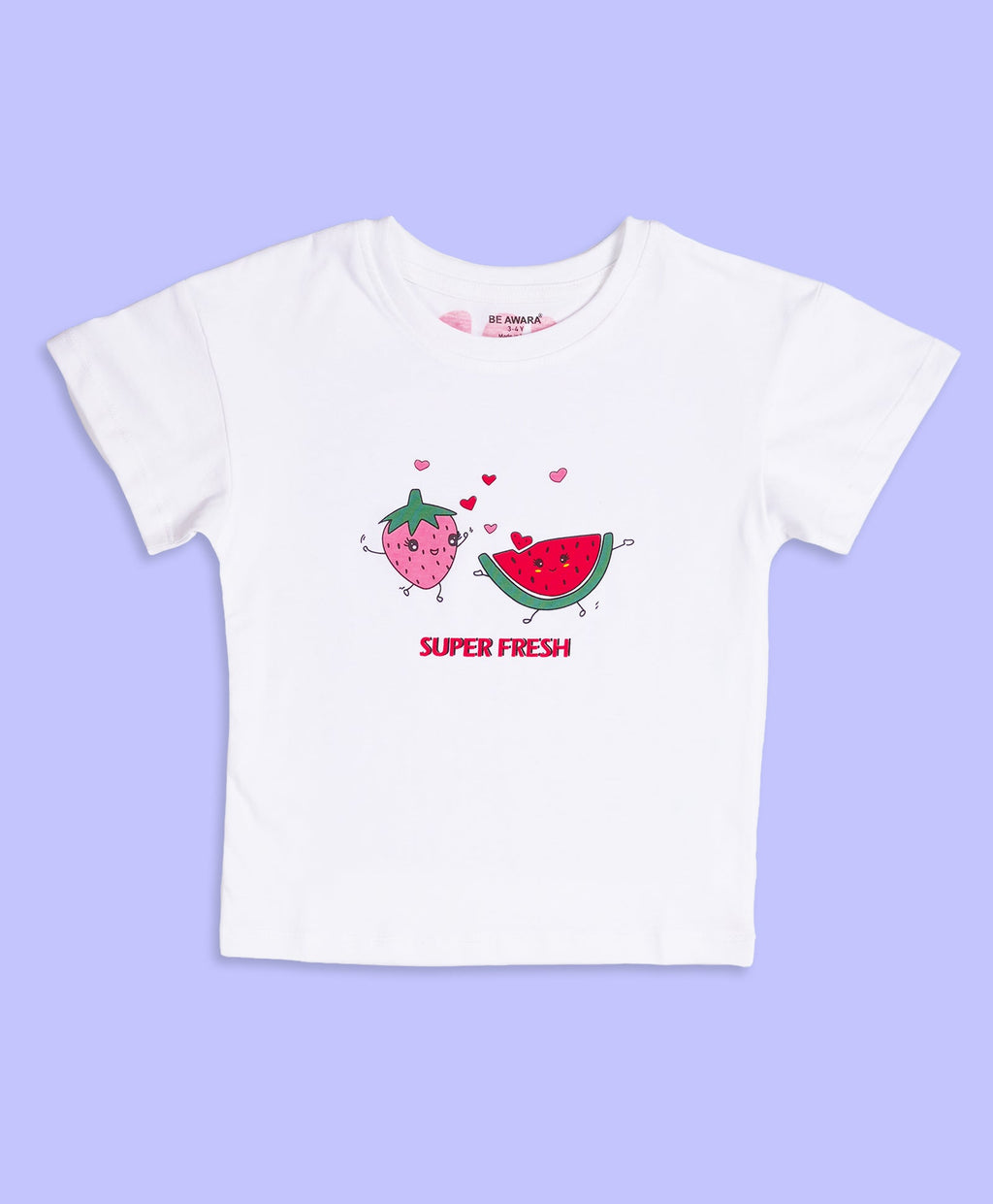 Girls Fruit Graphic Print Drop Shoulder T-Shirt & Cycling Shorts Set