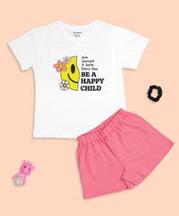 Girls Happy Child Drop Shoulder T-Shirt & Short Set