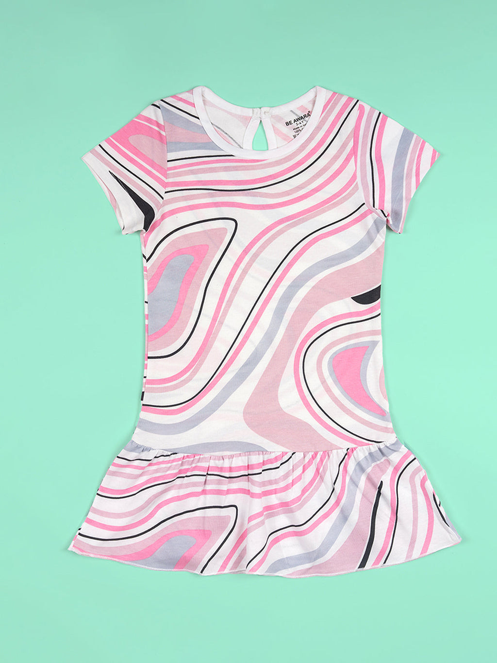 Girls Multicolor Abstract Print Fit And Flared Dress