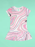 Girls Multicolor Abstract Print Fit And Flared Dress