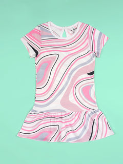 Girls Multicolor Abstract Print Fit And Flared Dress