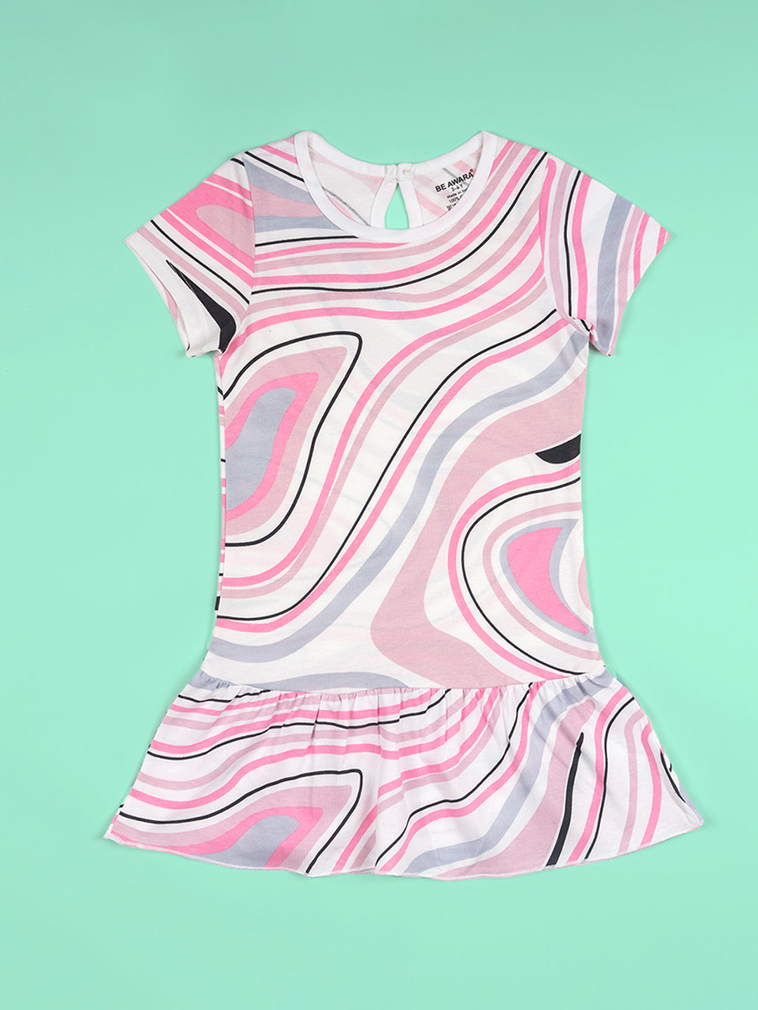 Girls Multicolor Abstract Print Fit And Flared Dress