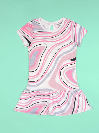 Girls Multicolor Abstract Print Fit And Flared Dress