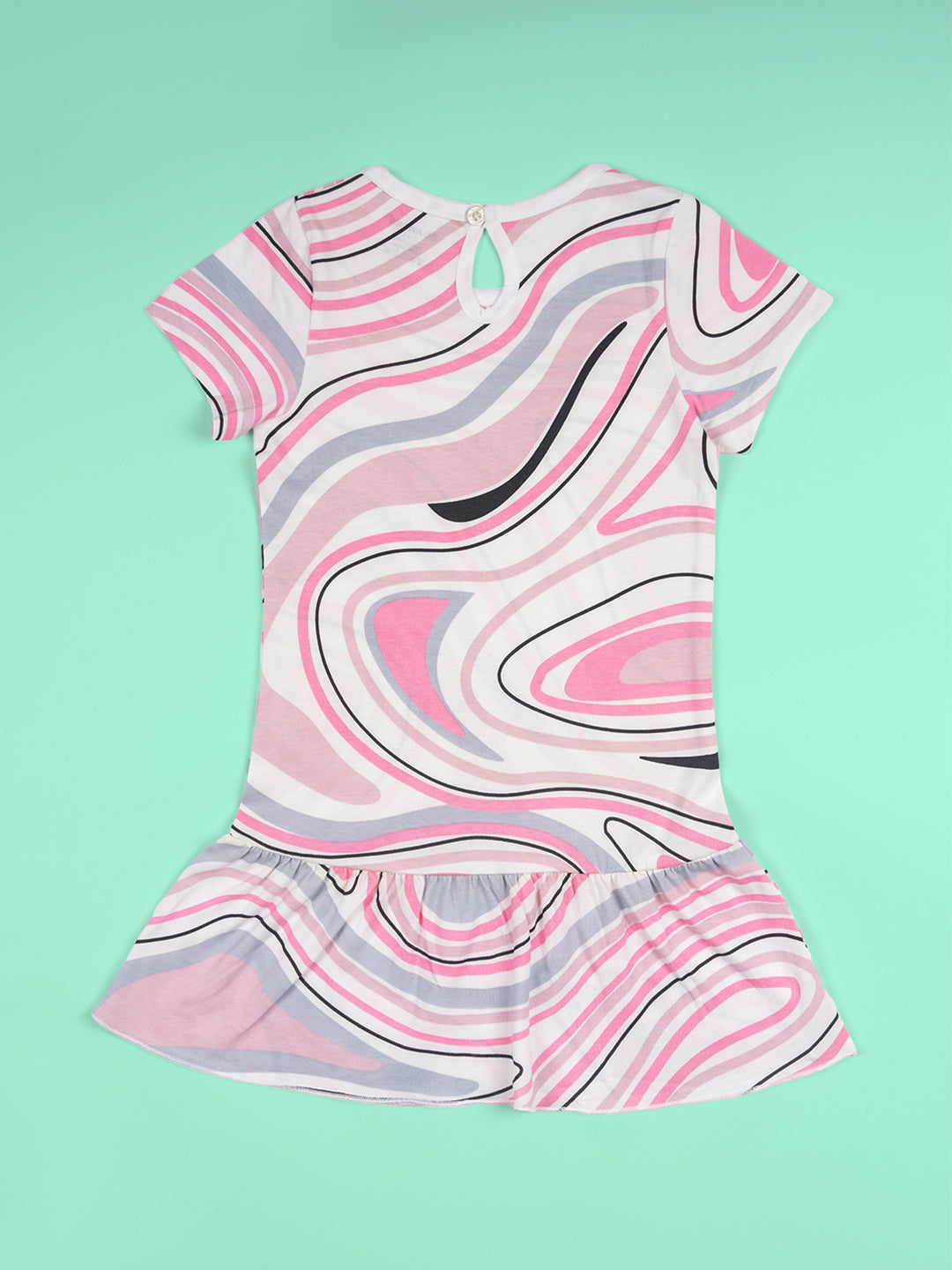 Girls Multicolor Abstract Print Fit And Flared Dress