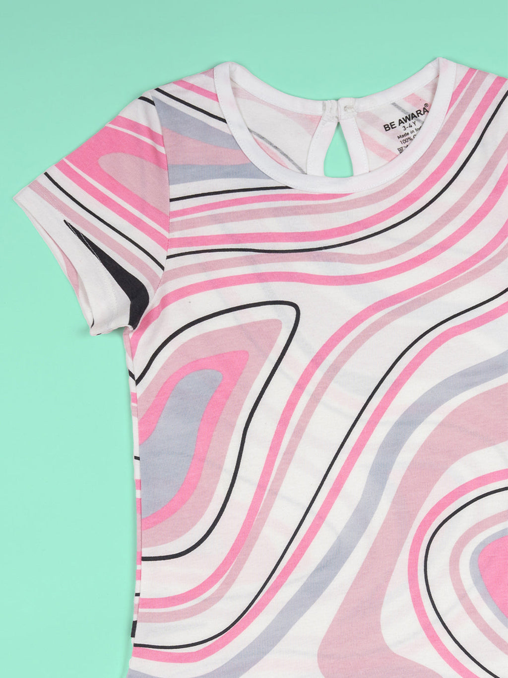 Girls Multicolor Abstract Print Fit And Flared Dress